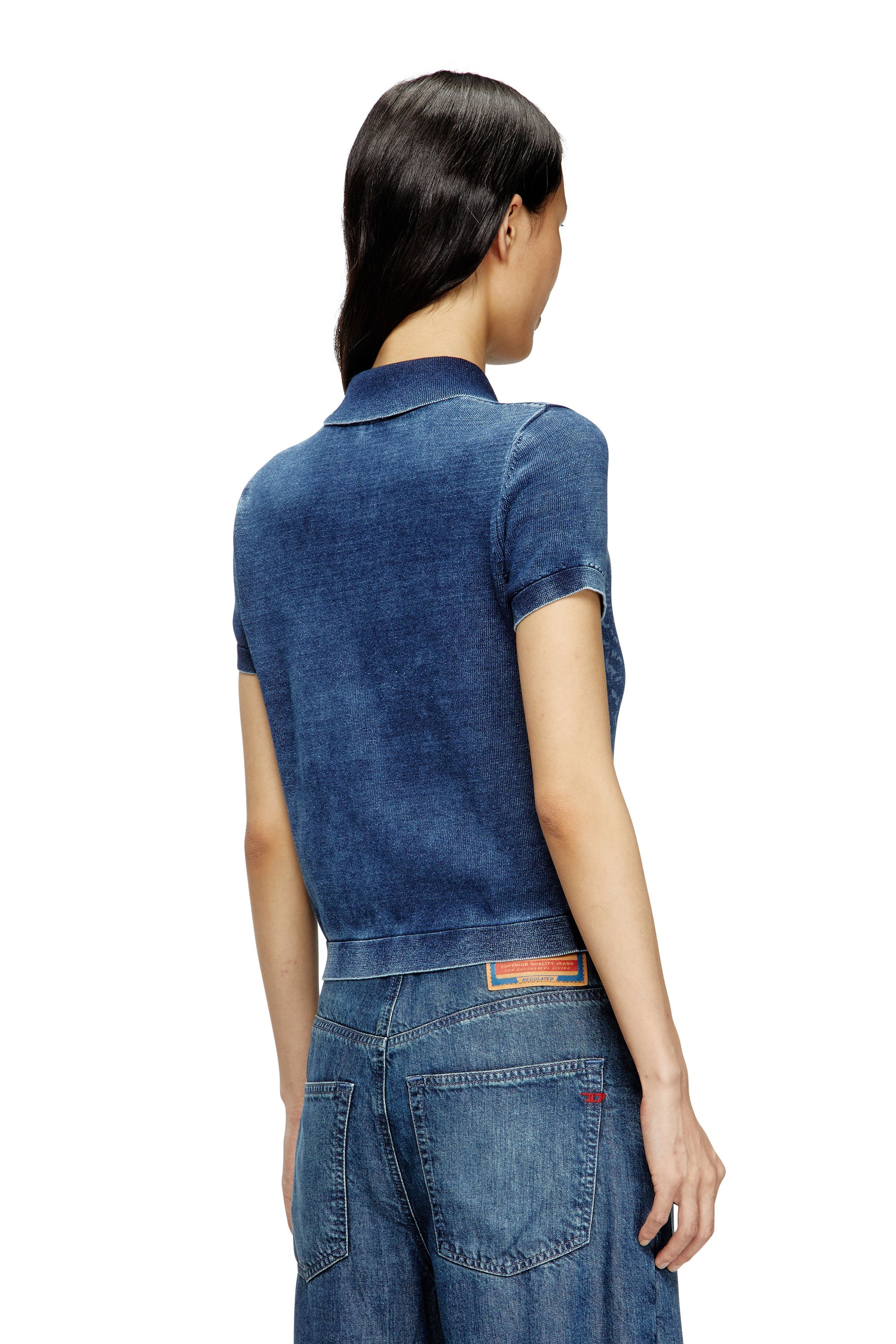 Diesel - M-FENNY, Woman's Indigo shirt-cardigan with Phoenix logo in Medium blue - 4