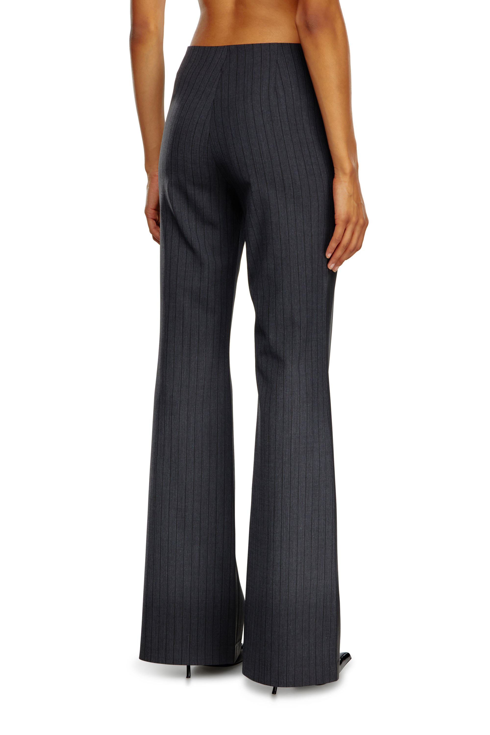 Diesel - P-OLARIS, Pantalones a rayas finas con parte delantera recubierta Mujer in Negro - 2