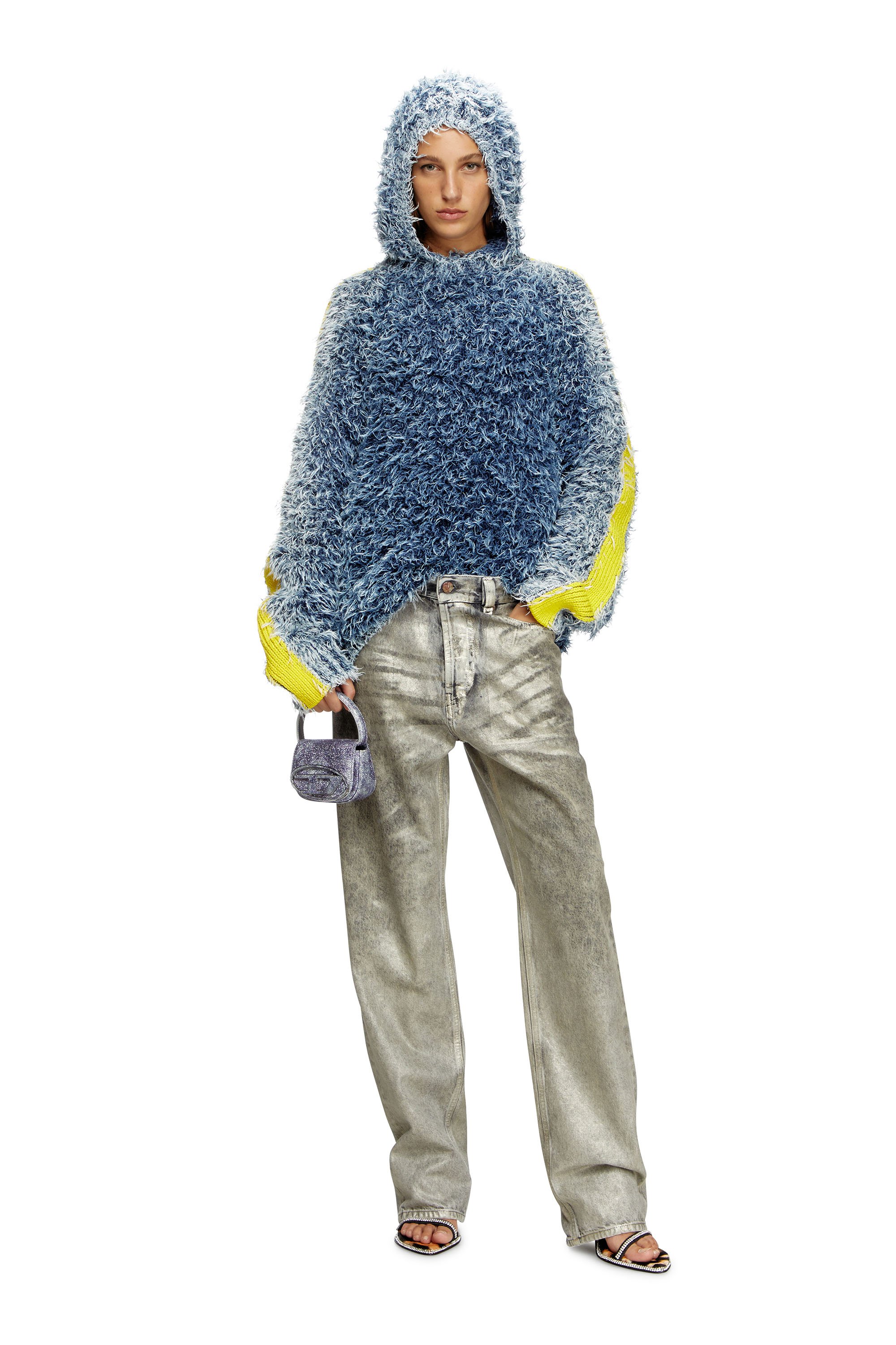Diesel - 1DR XS, Woman's 1DR Xs-Iconic mini bag in shimmer fabric in Blue - 2