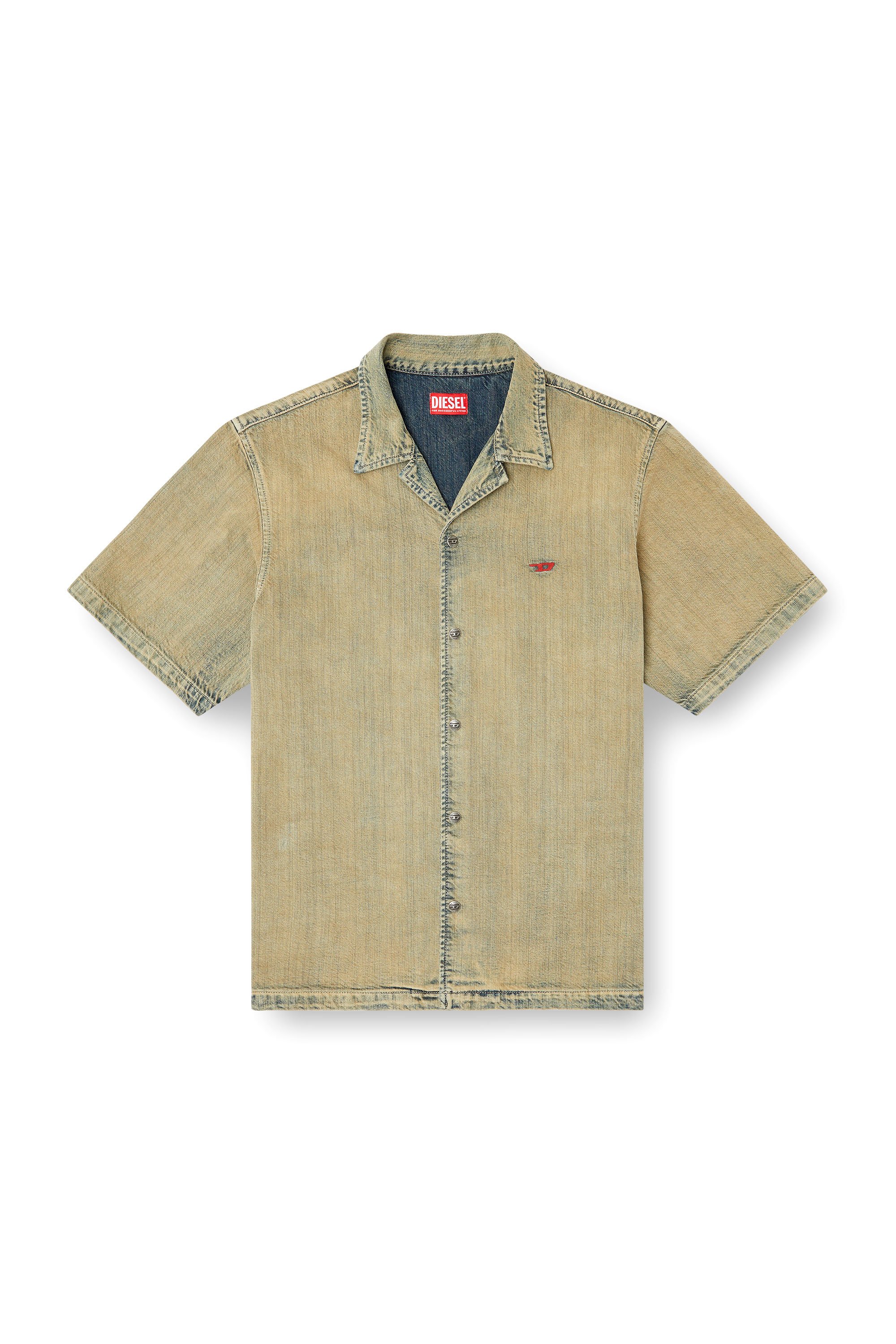 Diesel - D-NABIL-D, Camisa de bolos en denim cepillado dorado Hombre in Beige - 4