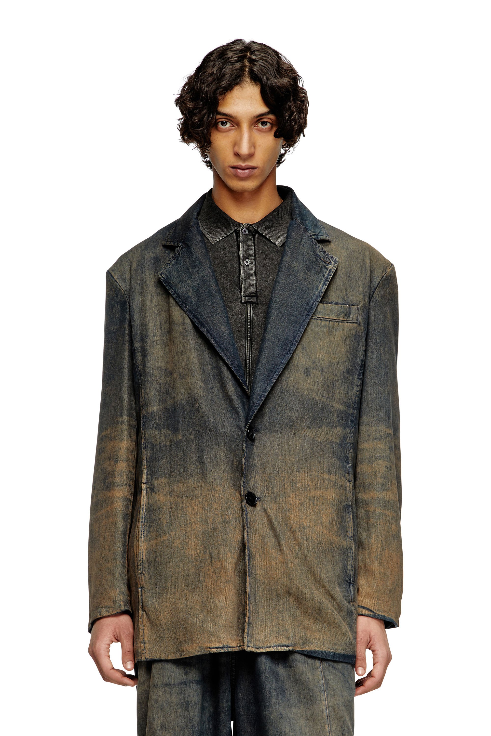 Diesel - D-REG-S, Unisex's Blazer in fluid shaded denim in Dark Blue - 2